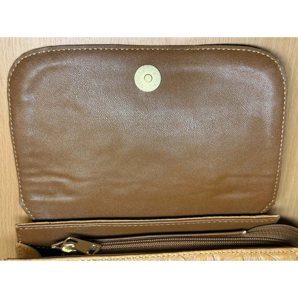 Camel Beige Sunflower Embossed Tooled Artisan LEATHER Crossbody bag Purse - Picture 12 of 16